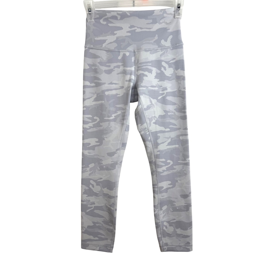 Lululemon Camo Leggings Gray White High Rise Size 4‎ Yoga Gym Athletic